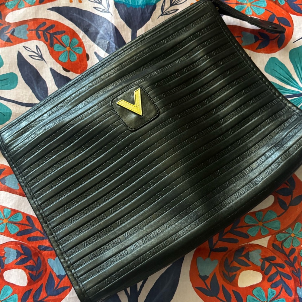 Mario Valentino Black leather Clutch Pouch So soft!